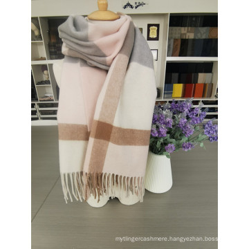 High quality hot selling pure wool plaid shawl